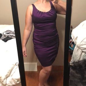 Melrose purple ruched cocktail dress